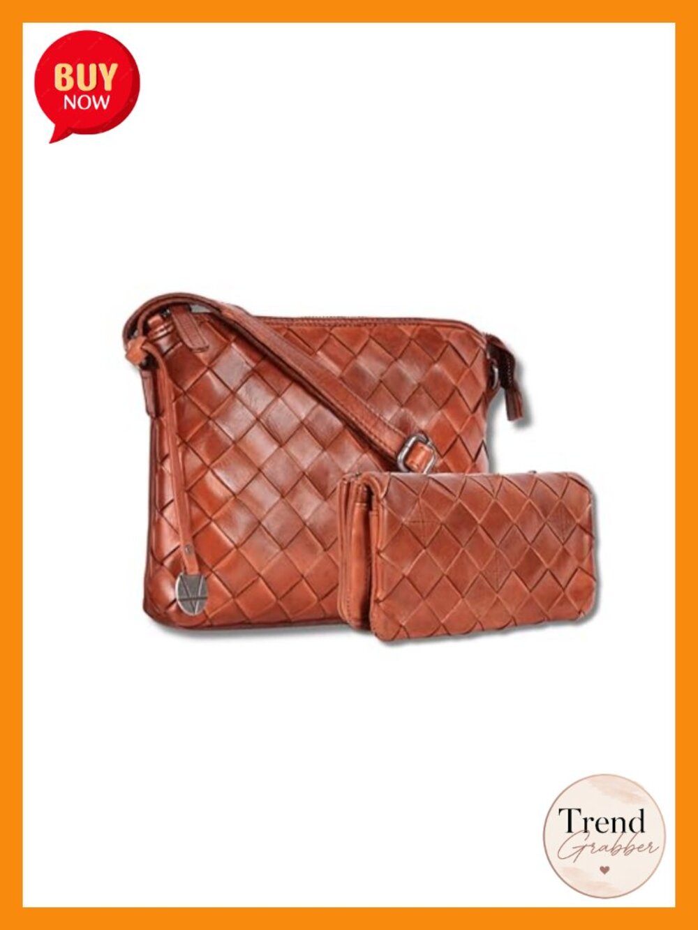 Genuine Leather Crossbody Bag & Wallet Set for Women
